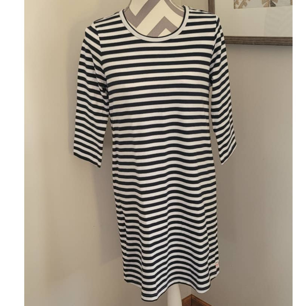 Lolly Wolly Doodle Navy Stripe Half Sleeve Dress Size Small - Picture 1 of 5